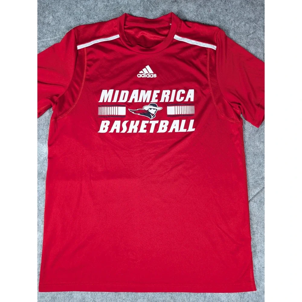 Adidas MidAmerica Nazarene University Pioneers Basketball Red Shirt HG4960 Mens - Picture 5 of 11